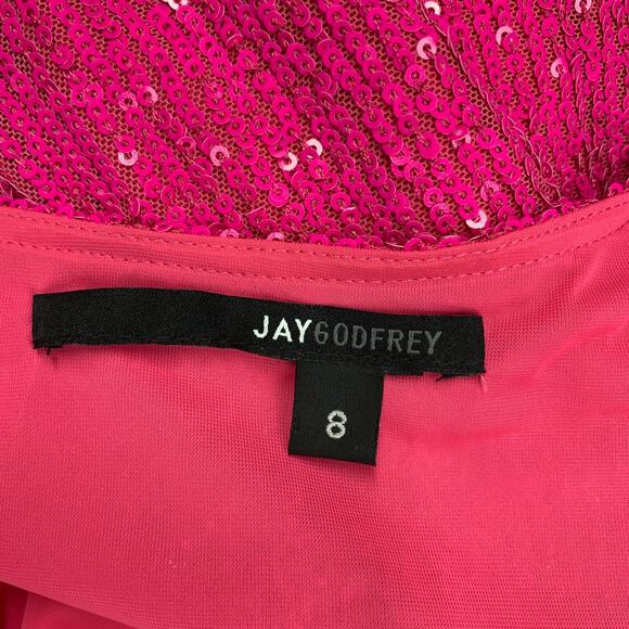 JAY GODFREY Size 8 Pink Polyester Sequined Dress - Picture 4 of 4